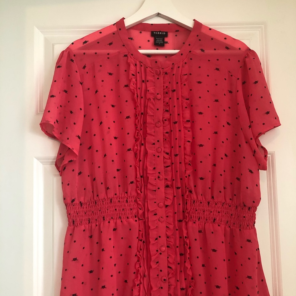 Fun ruffle-detailed short sleeve blouse